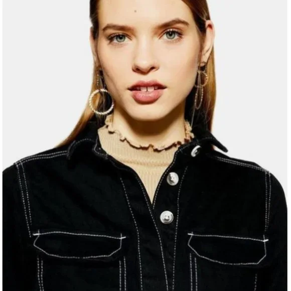 Topshop Black Denim Boiler Suit - Picture 2 of 4